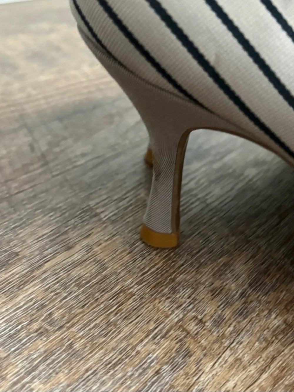 Impo Beige and Black Striped Pointed Heels
